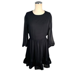 Lovers + Friends Black Fit and Flare Dress with Bishop Sleeves Sz XL
